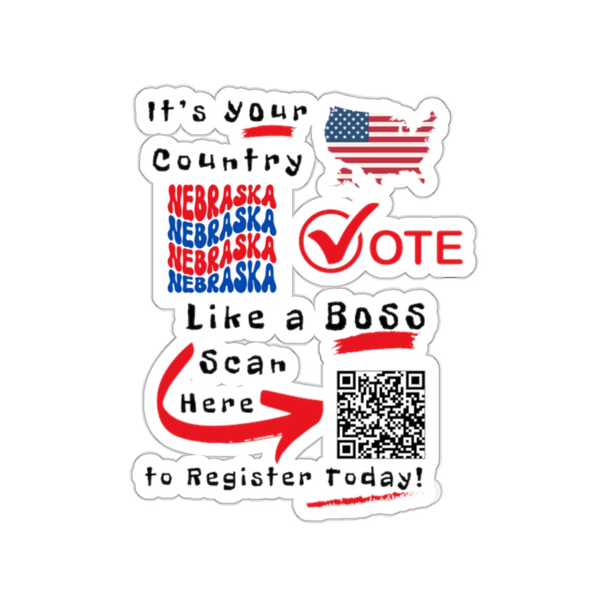 Nebraska Vote Like a Boss! Kiss-Cut Stickers