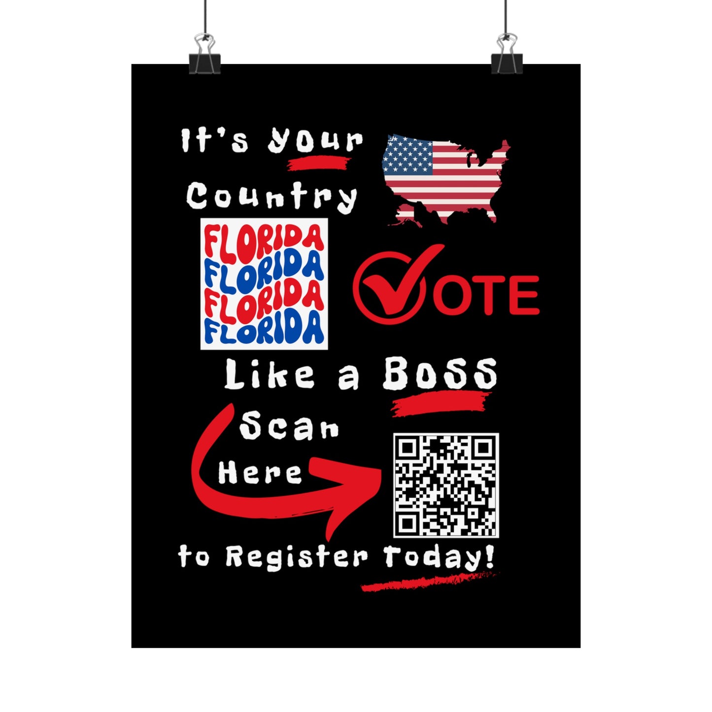 Florida Vote Like a Boss! Matte Vertical Posters with Popping Black Background