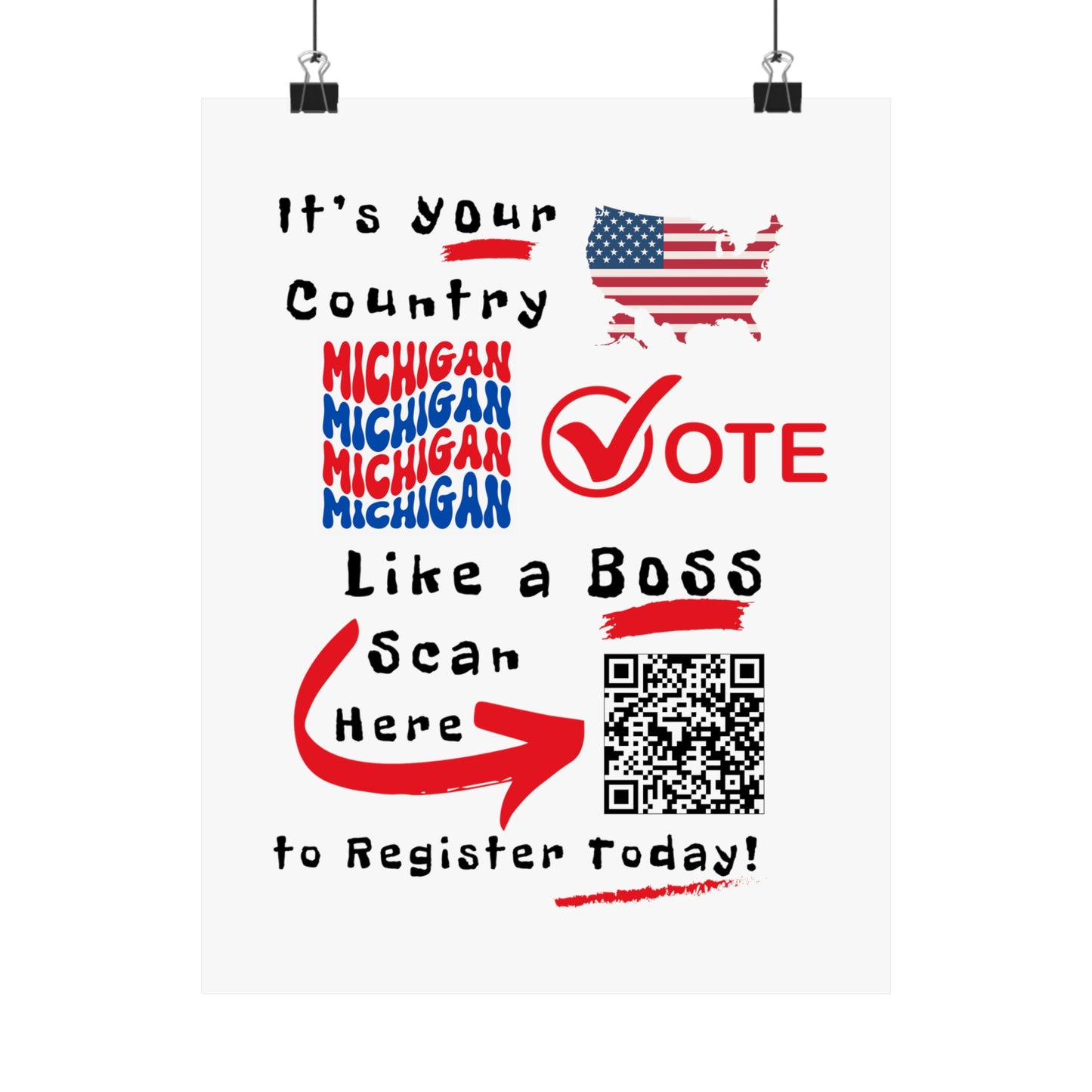 Michigan Vote Like a Boss! Matte Vertical Posters