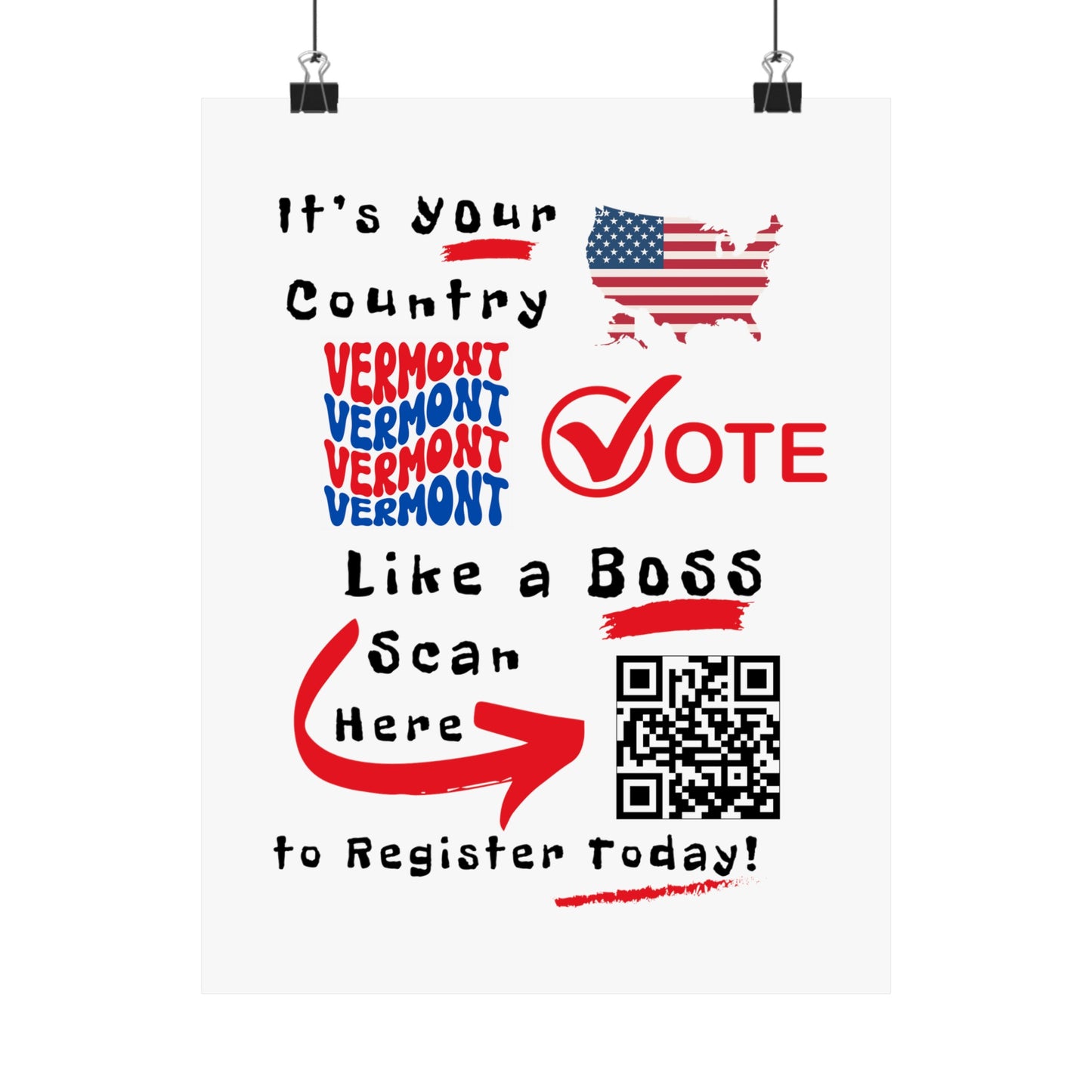 Vermont Vote Like a Boss! Matte Vertical Posters