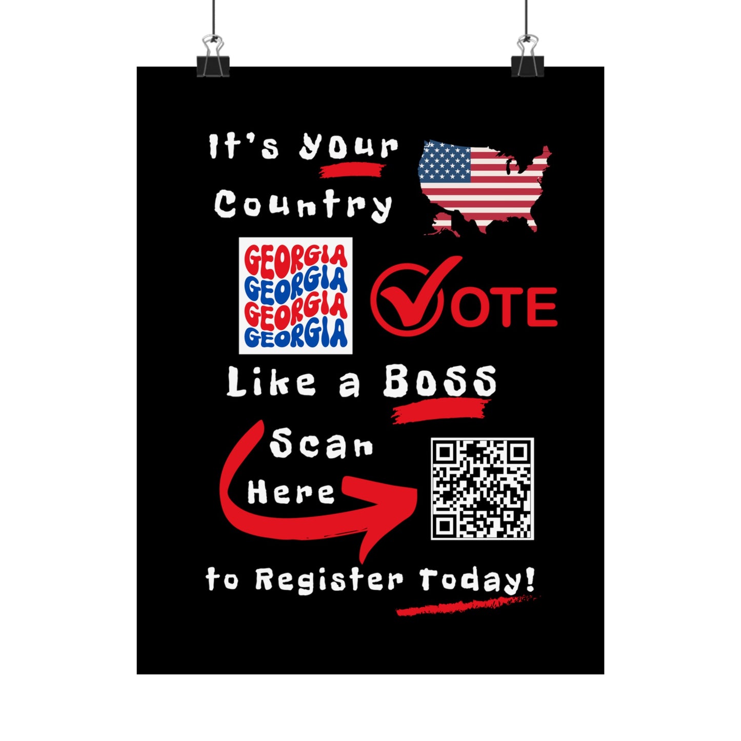 Georgia Vote Like a Boss! Matte Vertical Posters with Popping Black Background