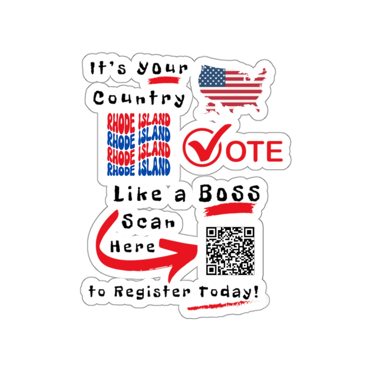 Rhode Island Vote Like a Boss! Kiss-Cut Stickers