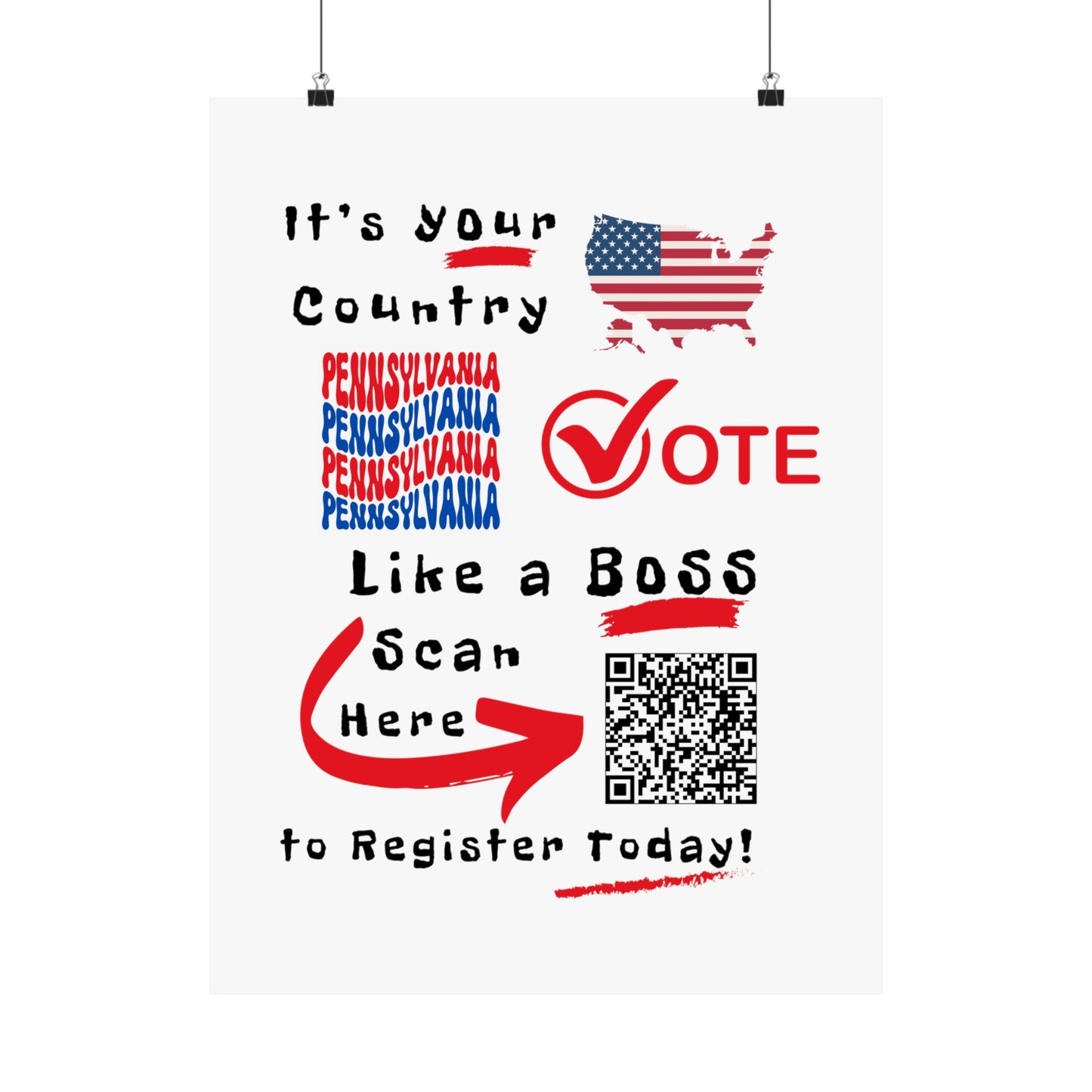 Pennsylvania Vote Like a Boss! Matte Vertical Posters