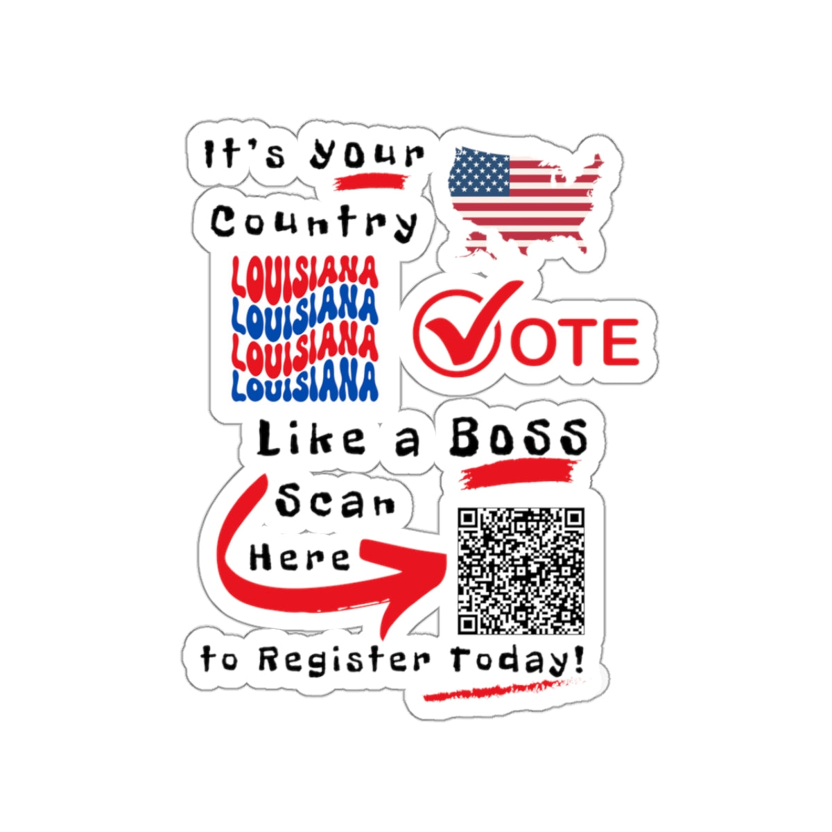 Louisiana Vote Like a Boss! Kiss-Cut Stickers