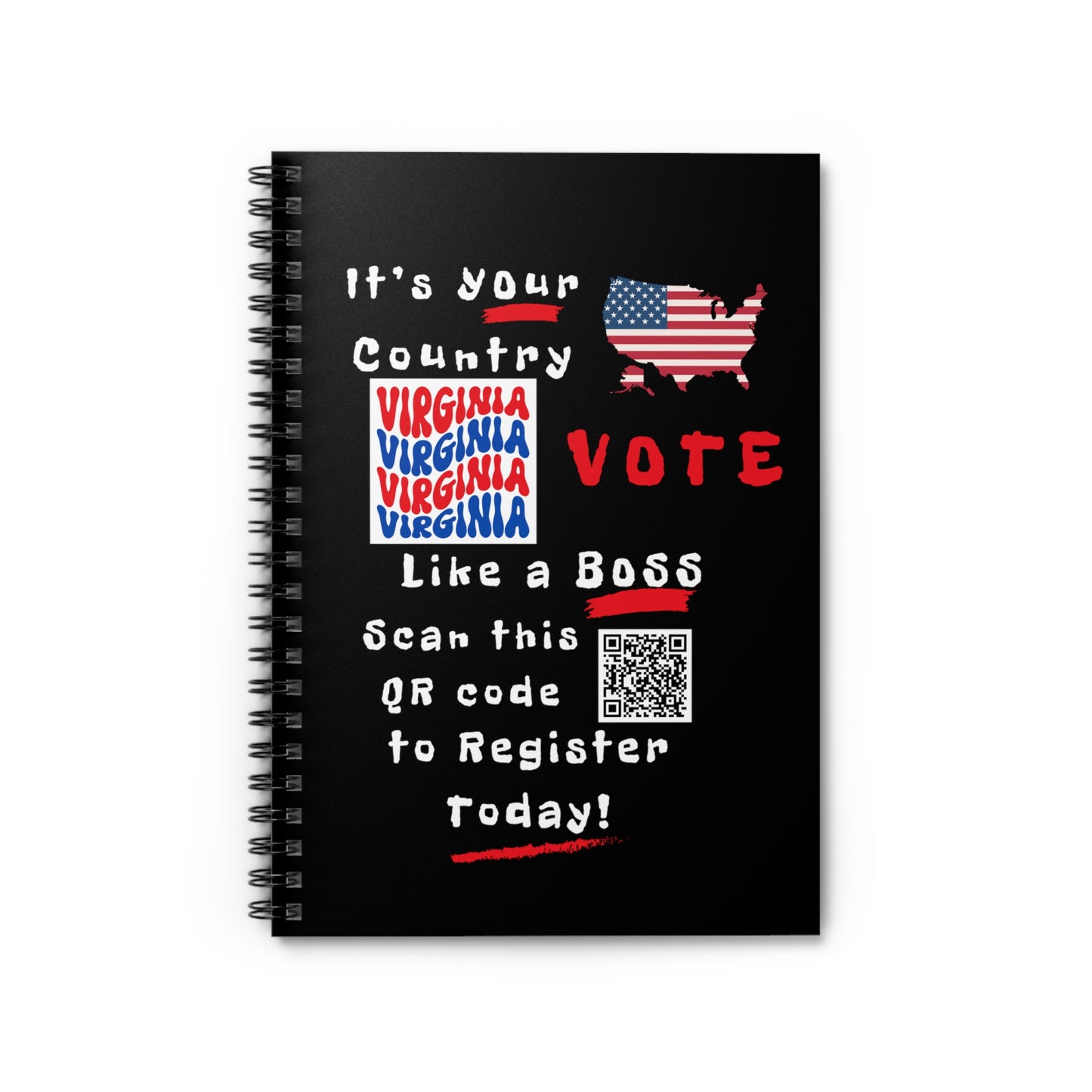 Vote Like a Boss Virginia Spiral Notebook - Ruled Line