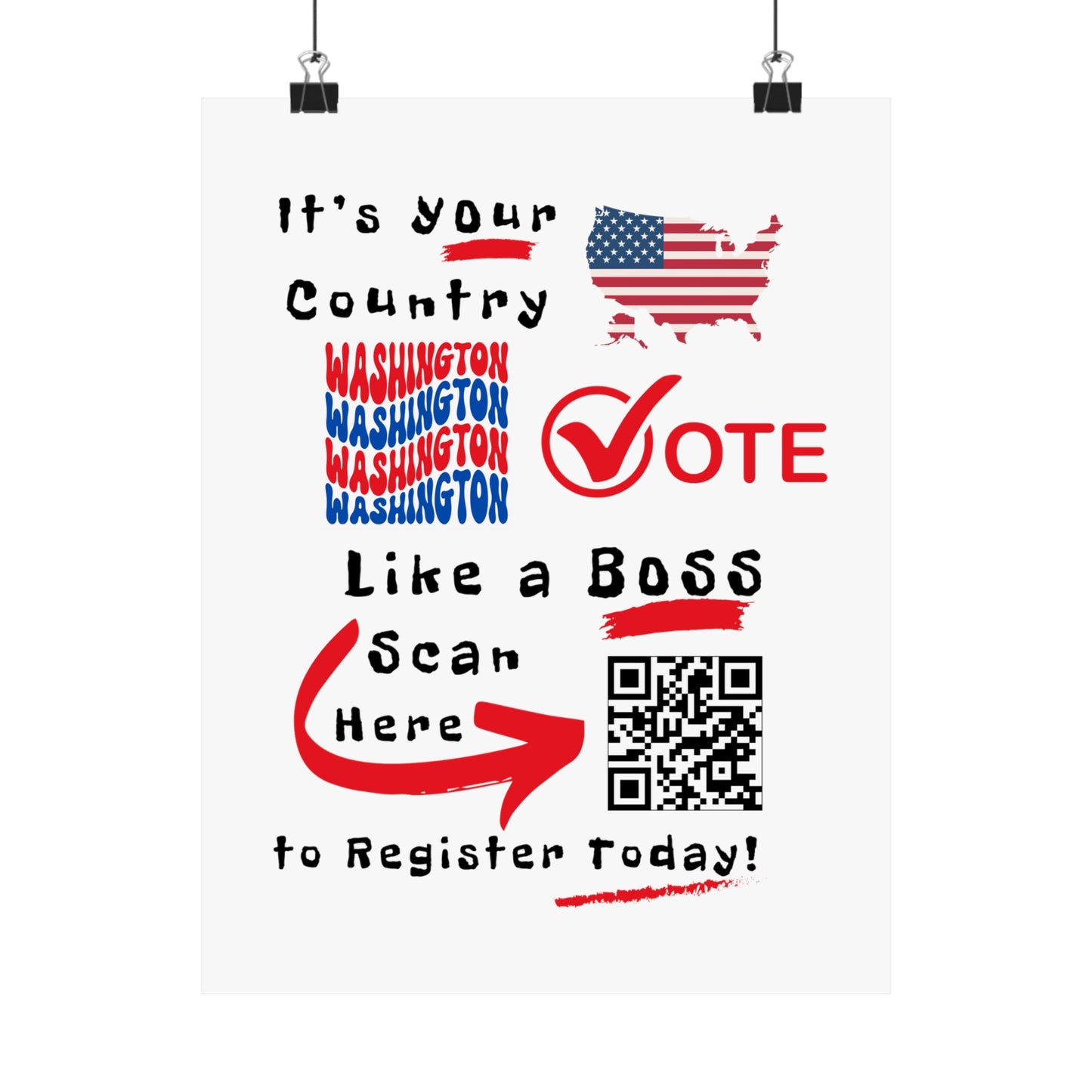 Washington Vote Like a Boss! Matte Vertical Posters