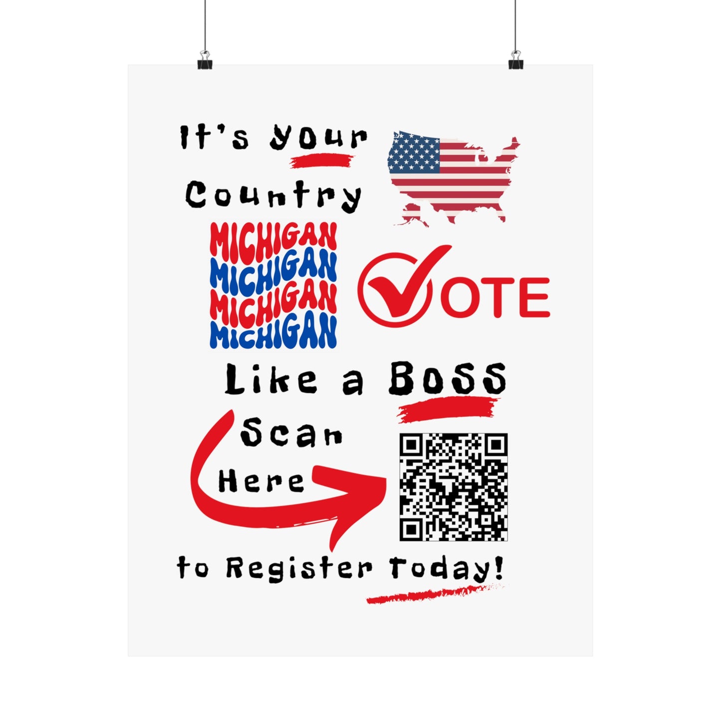 Michigan Vote Like a Boss! Matte Vertical Posters