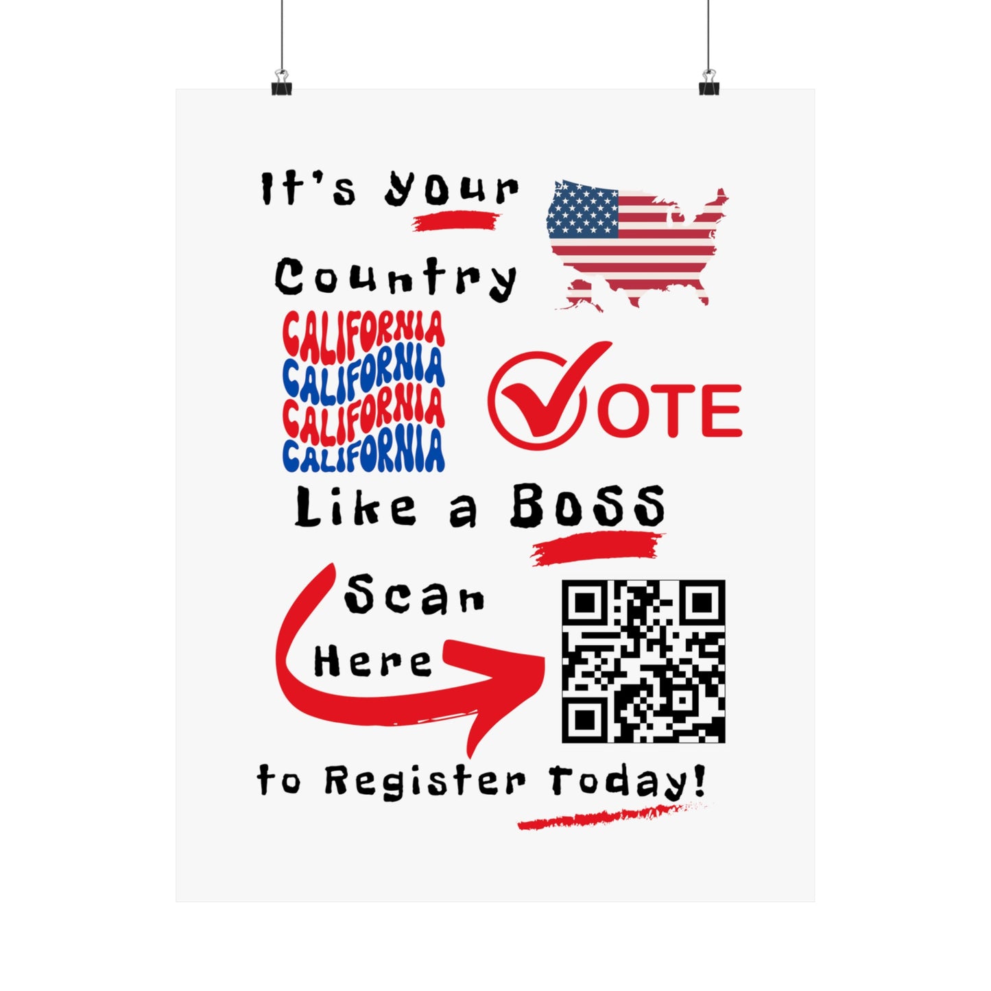 California Vote Like a Boss! Matte Vertical Posters