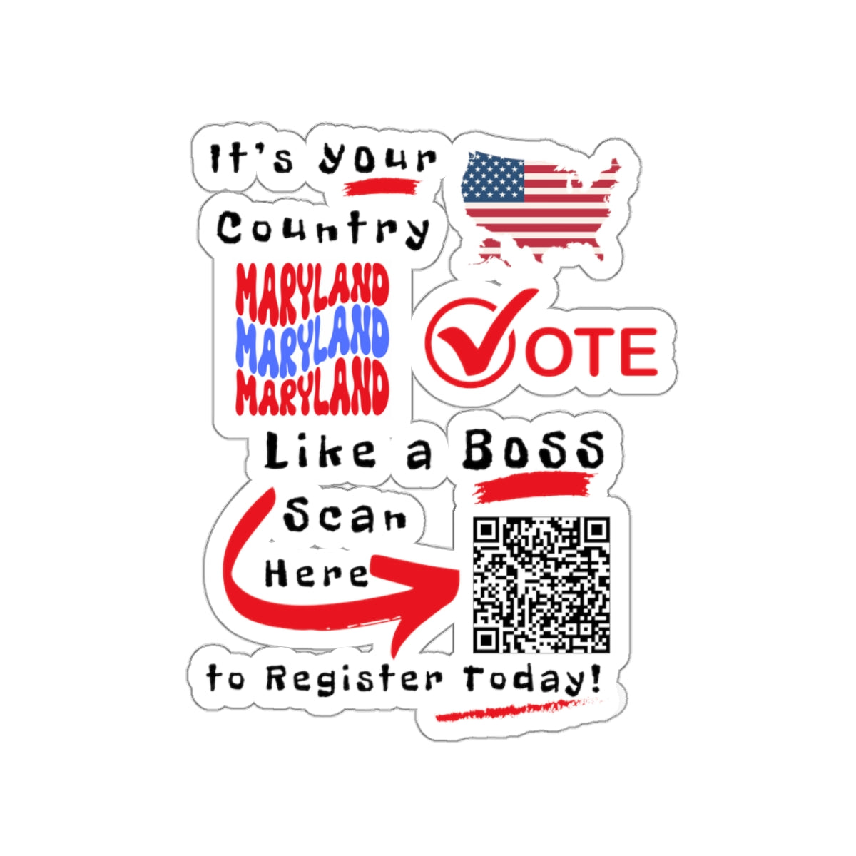 Maryland Vote Like a Boss! Kiss-Cut Stickers