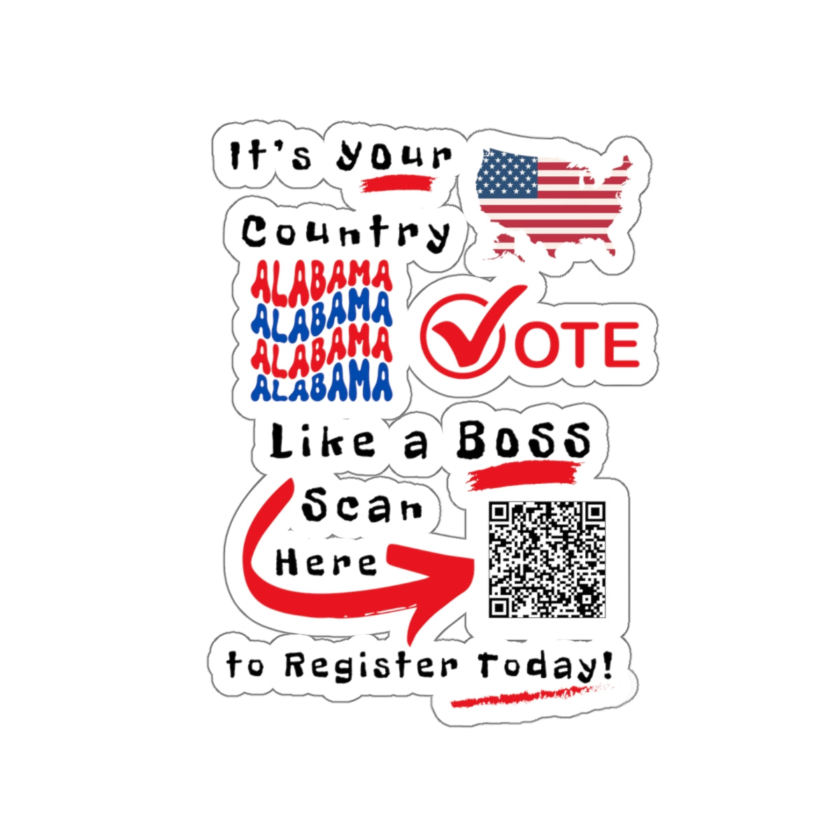 Alabama Vote Like a Boss! Kiss-Cut Stickers