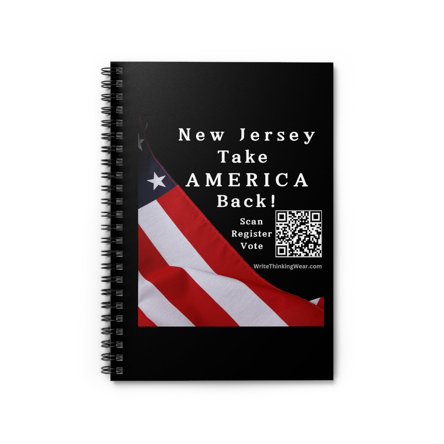 New Jersey Take America Back! Scan Register Vote Spiral Notebook - Ruled Line