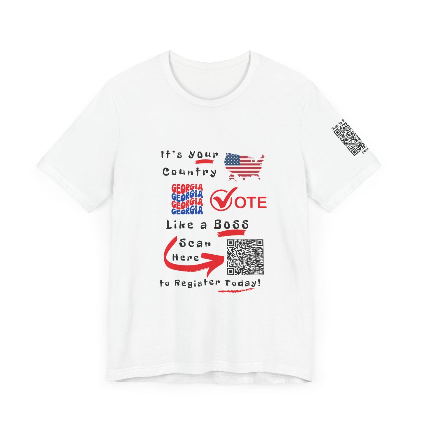 Georgia Vote Like a Boss! Red White 'n Blue With Sleeve QR