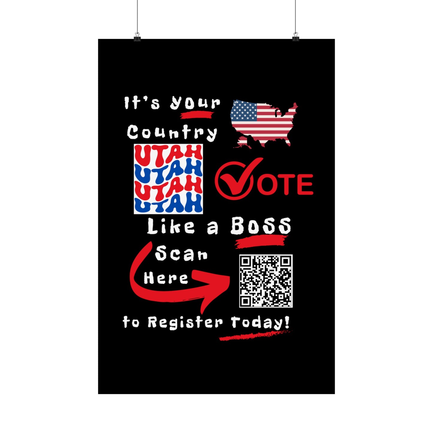 Utah Vote Like a Boss! Matte Vertical Posters with Popping Black Background