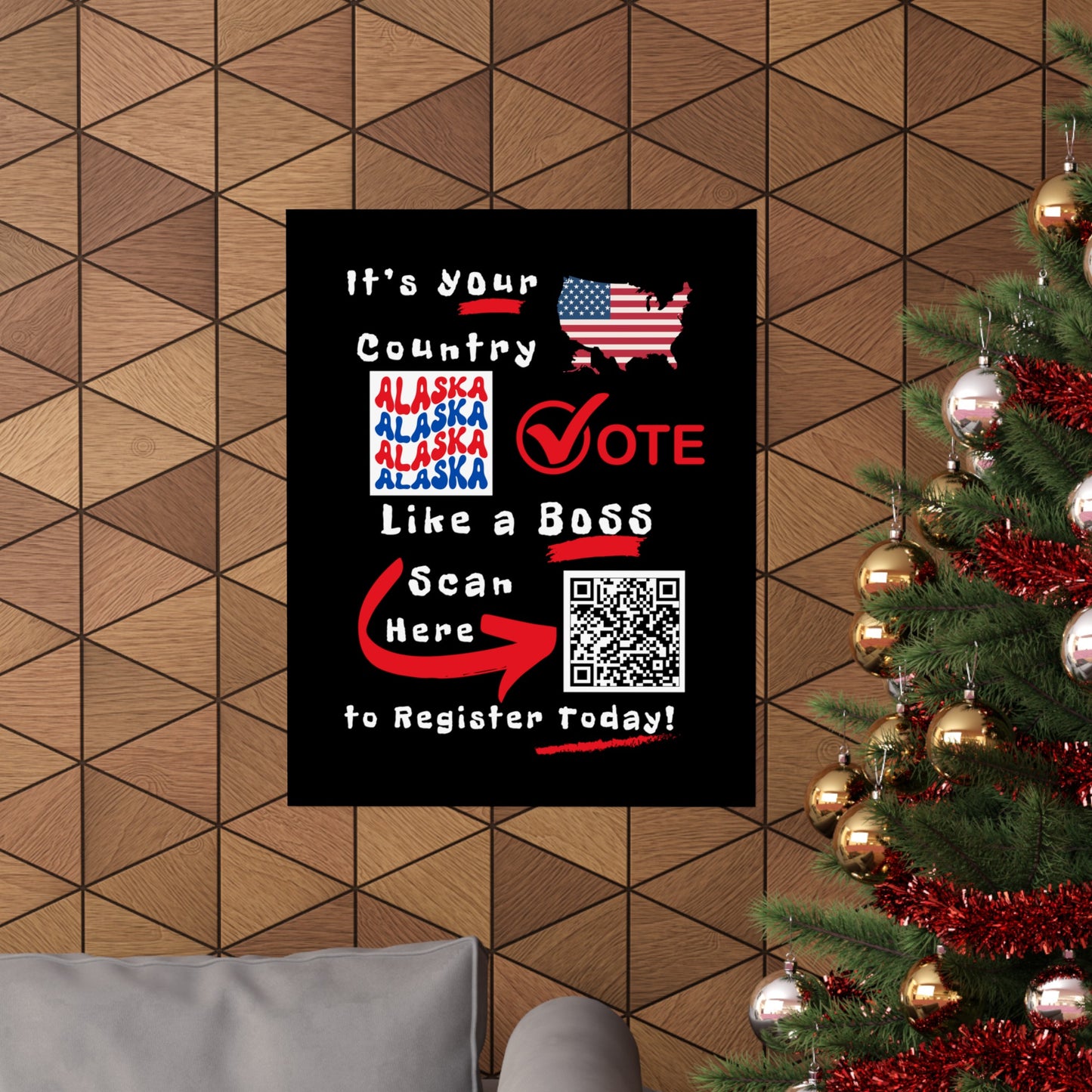 Alaska Vote Like a Boss! Matte Vertical Posters with Popping Black Background