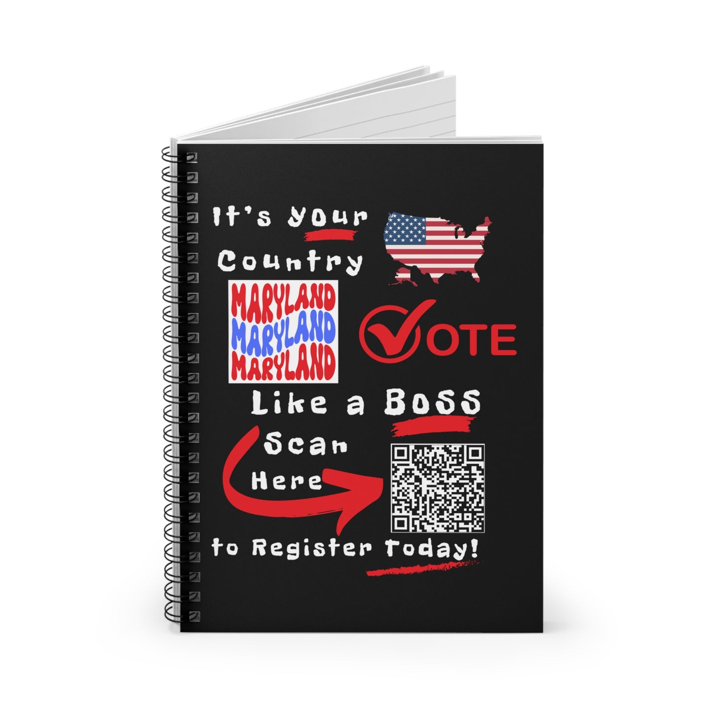 Maryland Vote Like a Boss! Spiral Notebook - Ruled Line