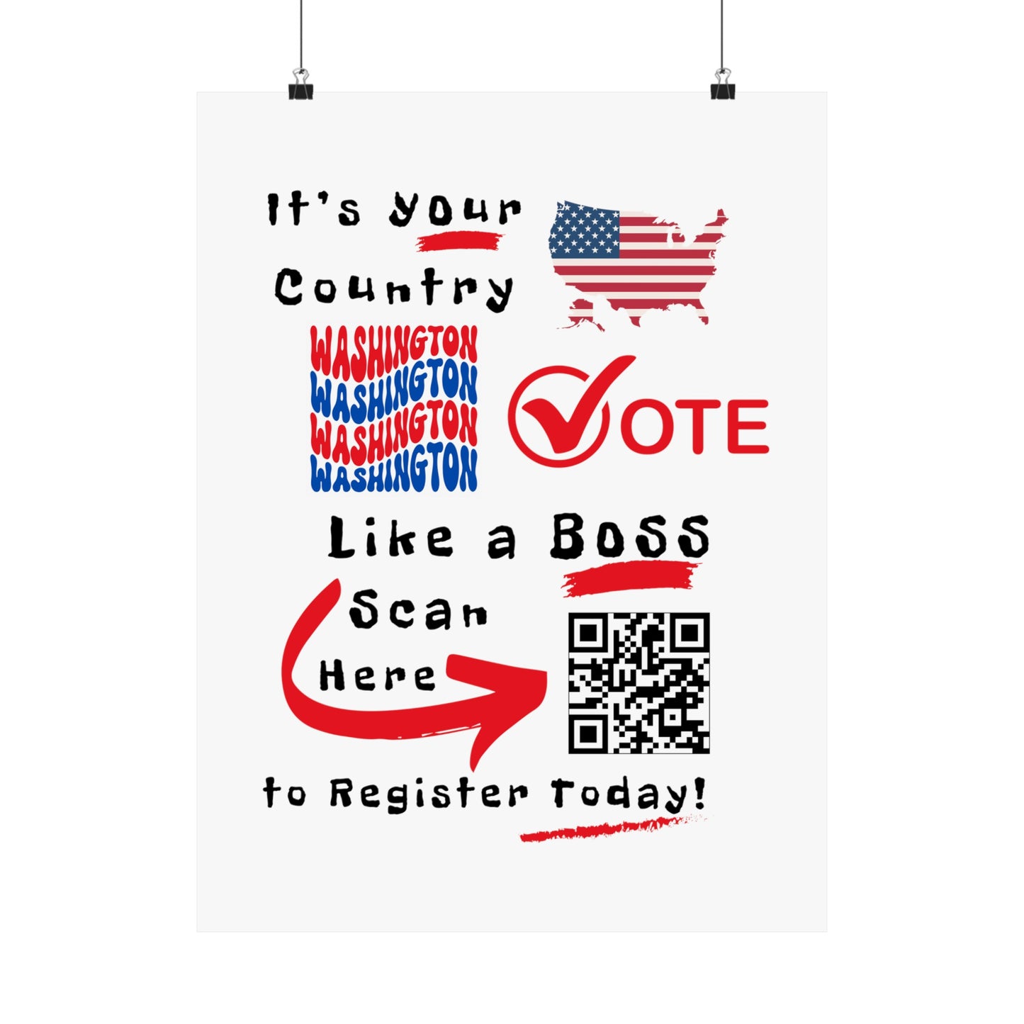 Washington Vote Like a Boss! Matte Vertical Posters