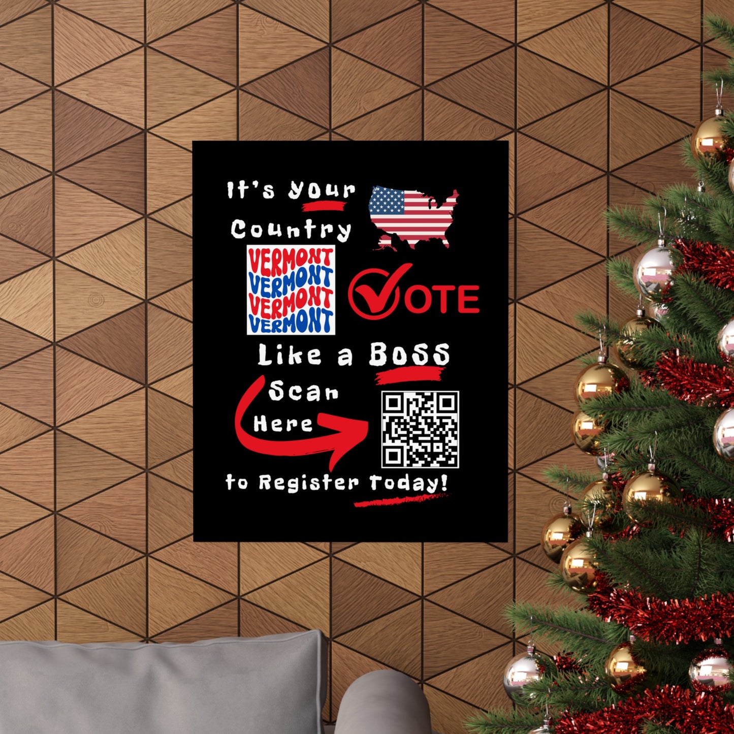 Vermont Vote Like a Boss! Matte Vertical Posters with Popping Black Background