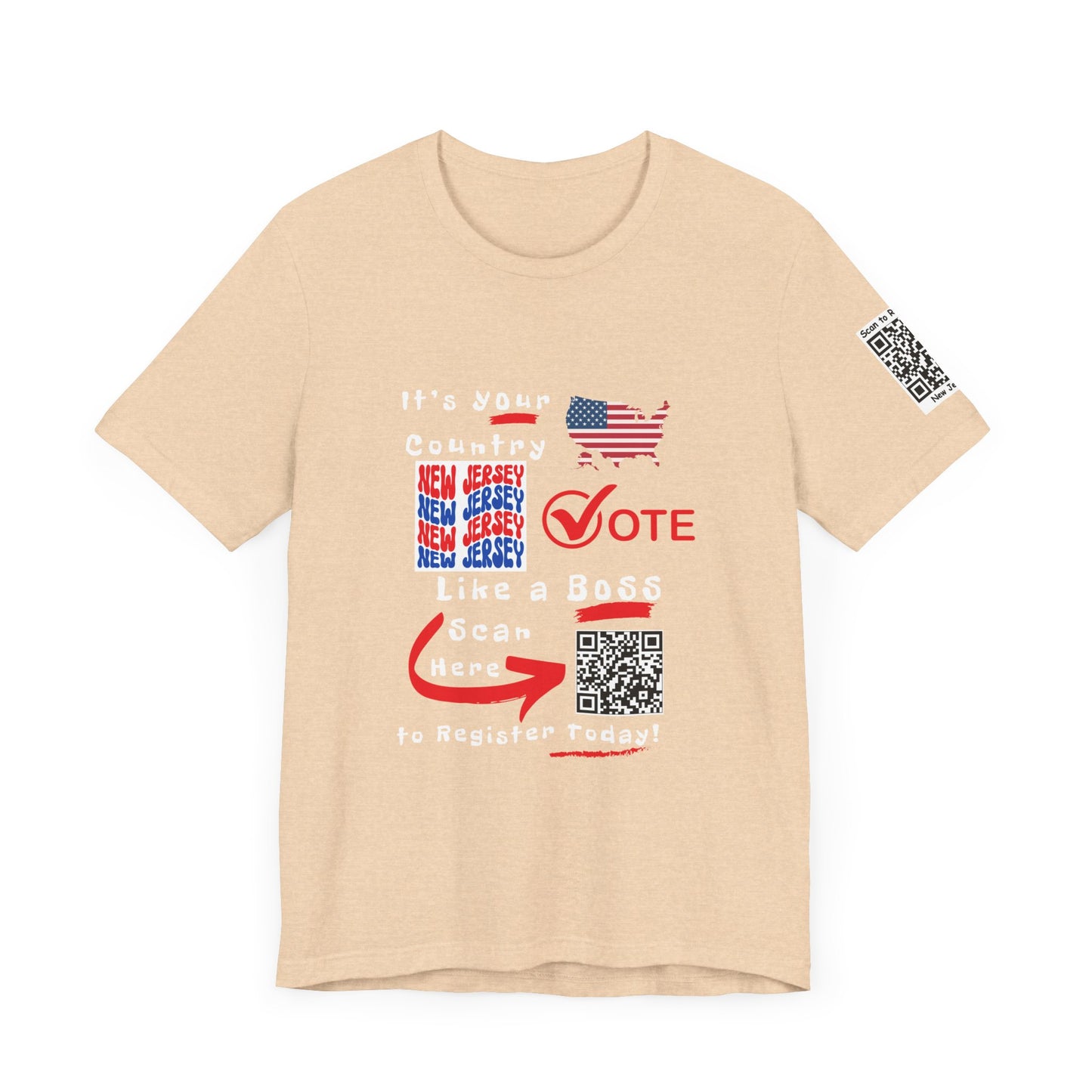 New Jersey Vote Like a Boss! Red White 'n Blue With Sleeve QR