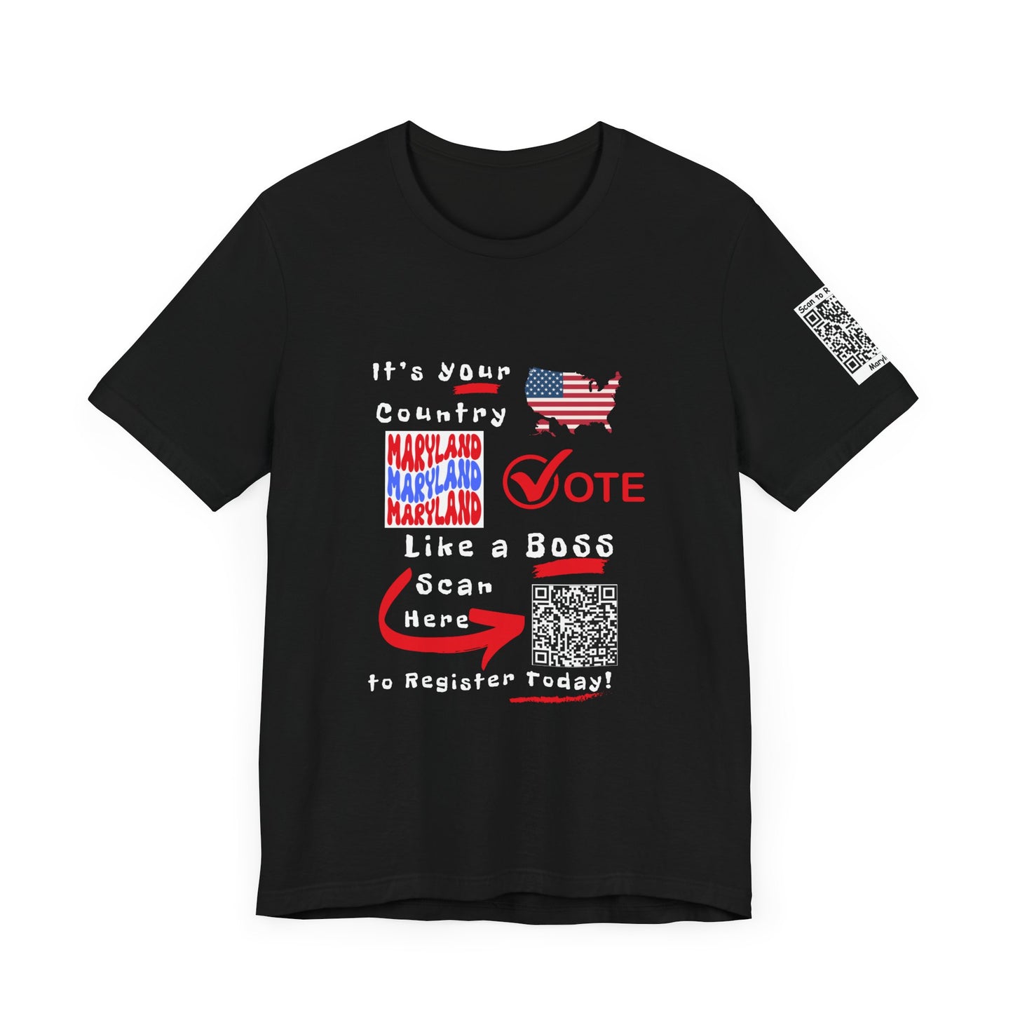 Maryland Vote Like a Boss! Red White 'n Blue With Sleeve QR