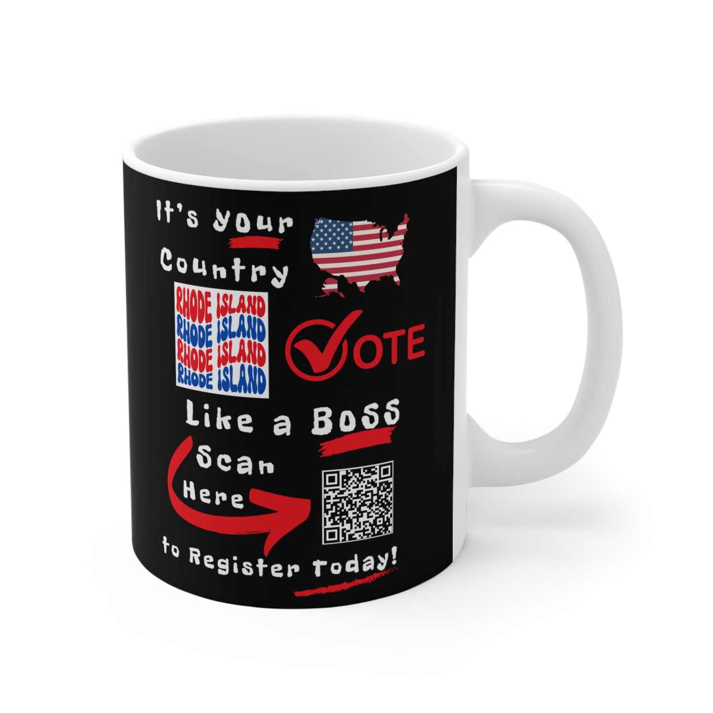 Rhode Island Vote Like a Boss! Mug - Black Background