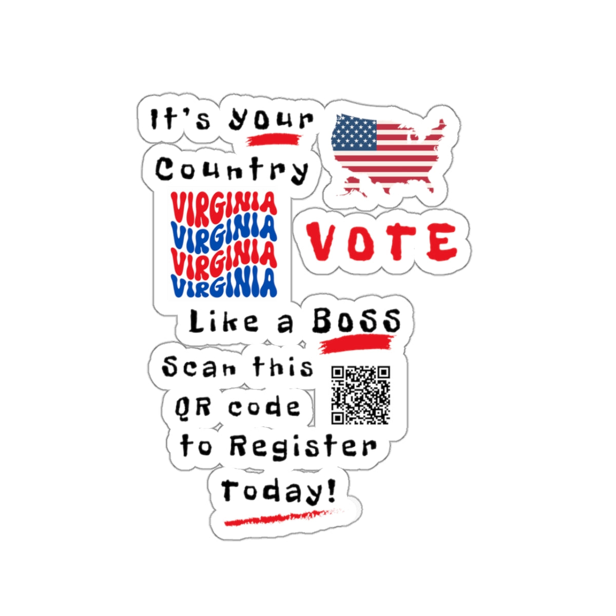 Vote Like a Boss Virginia Kiss-Cut Stickers