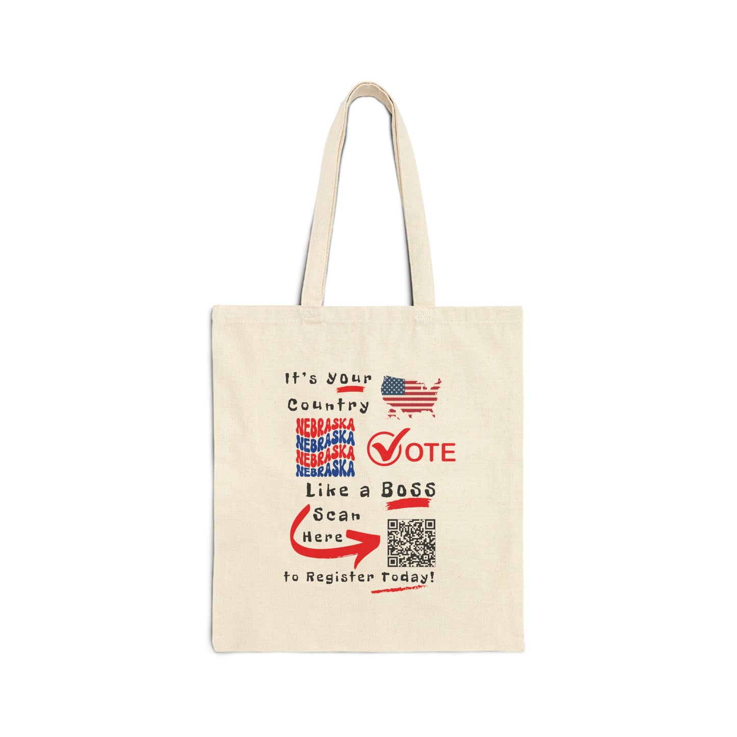 Nebraska Vote Like a Boss! Cotton Canvas Tote Bag