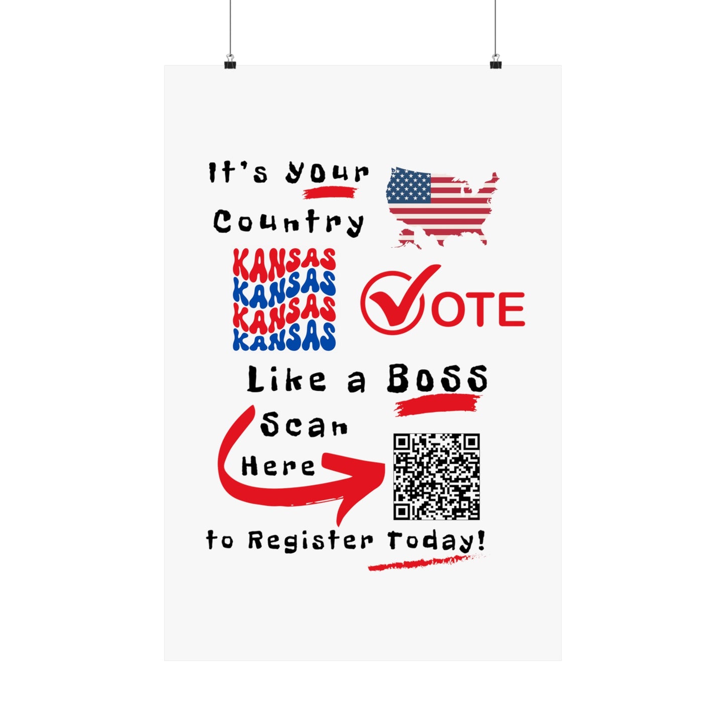 Kansas Vote Like a Boss! Matte Vertical Posters