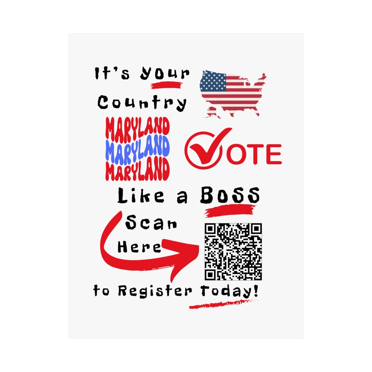 Maryland Vote Like a Boss! Matte Vertical Posters