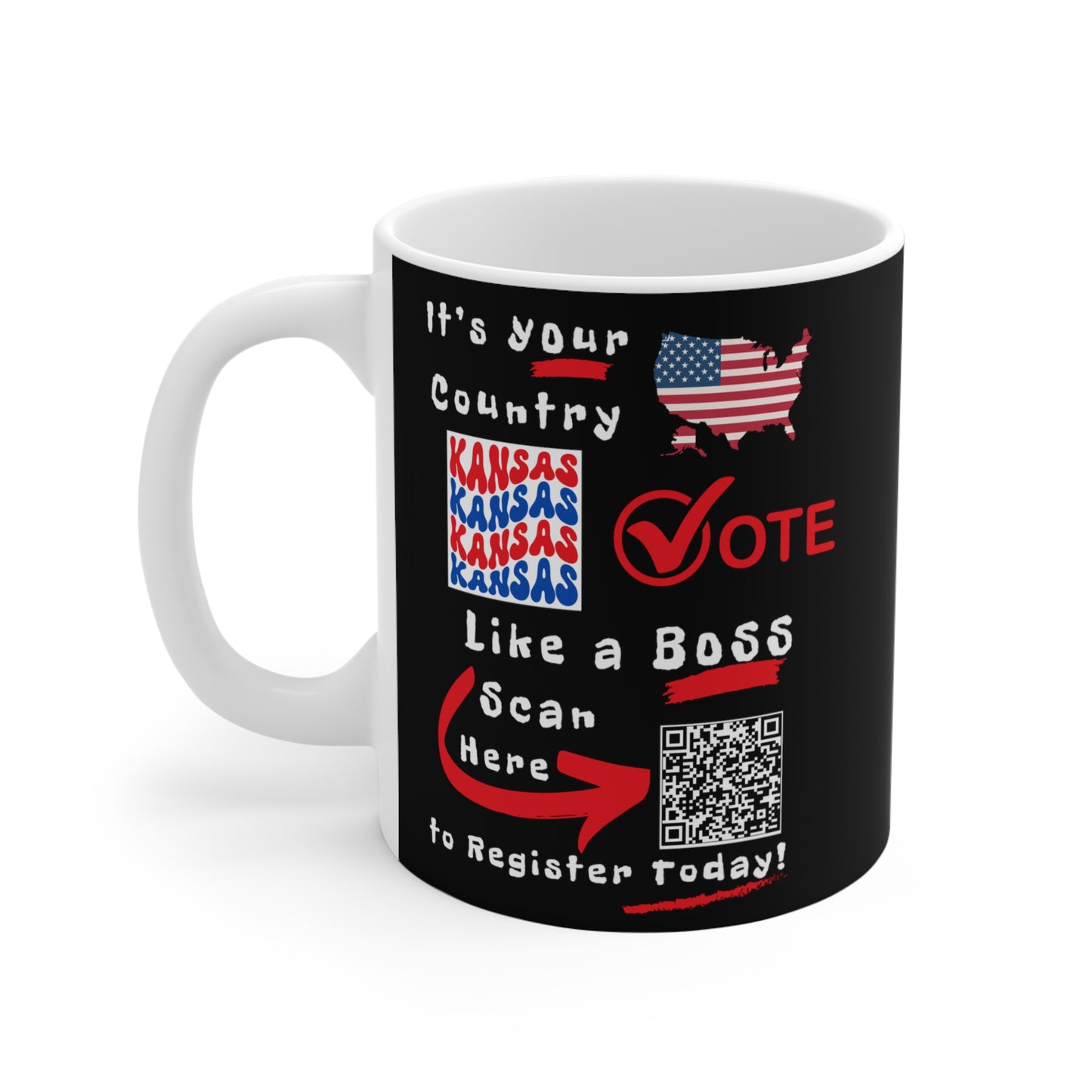 Kansas Vote Like a Boss! Mug - Black Background