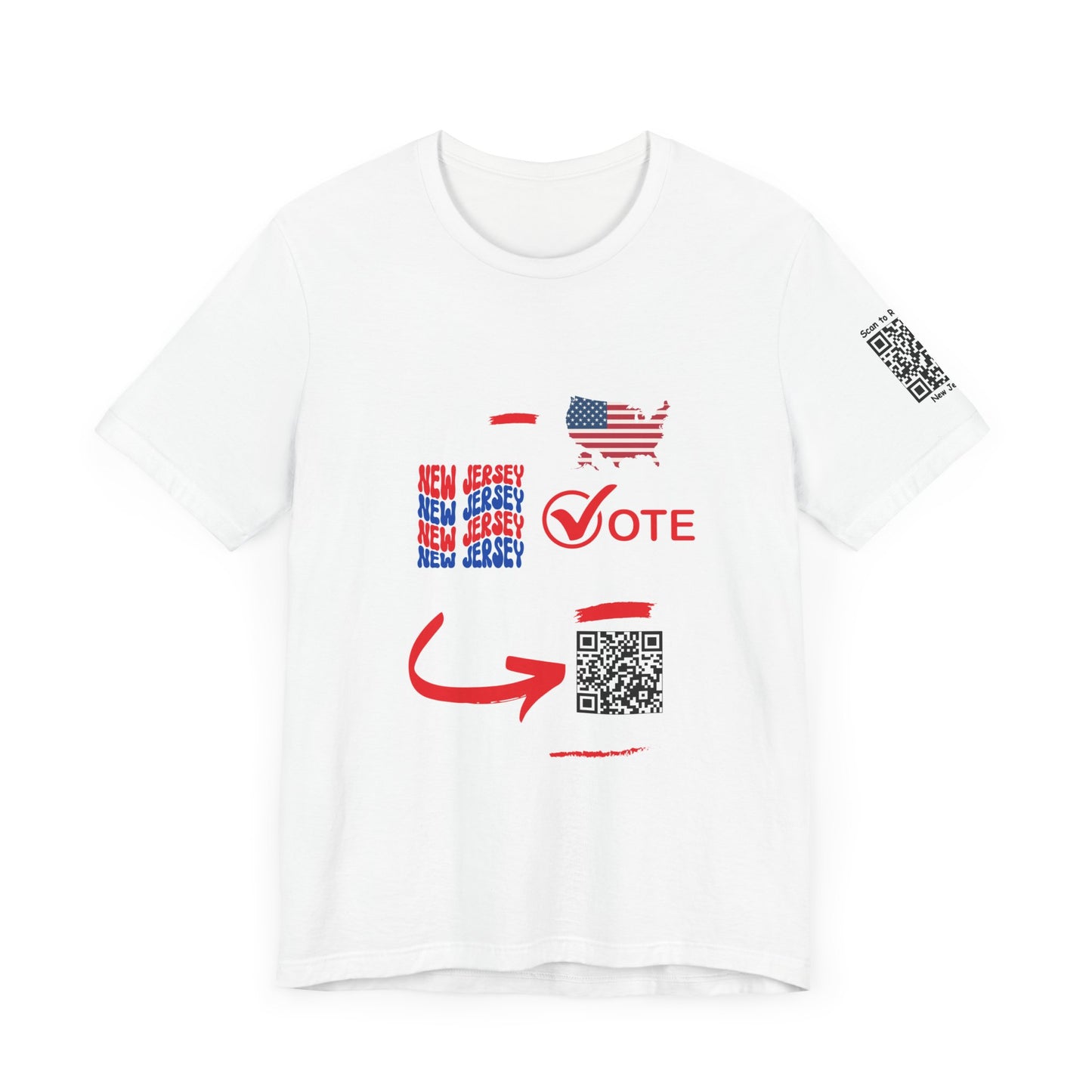 New Jersey Vote Like a Boss! Red White 'n Blue With Sleeve QR