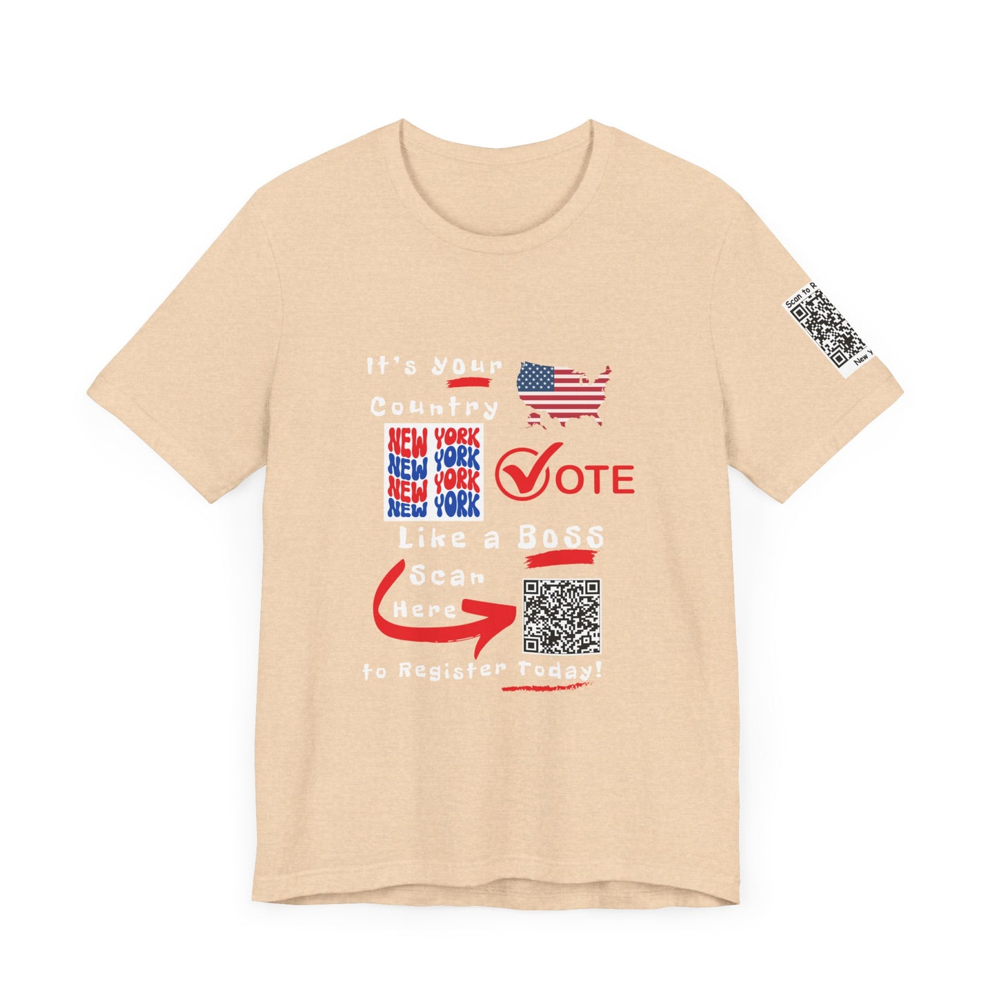 New York Vote Like a Boss! Red White 'n Blue With Sleeve QR