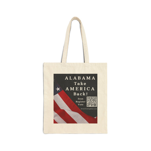Alabama Take America Back! Scan Register Vote Cotton Canvas Tote Bag