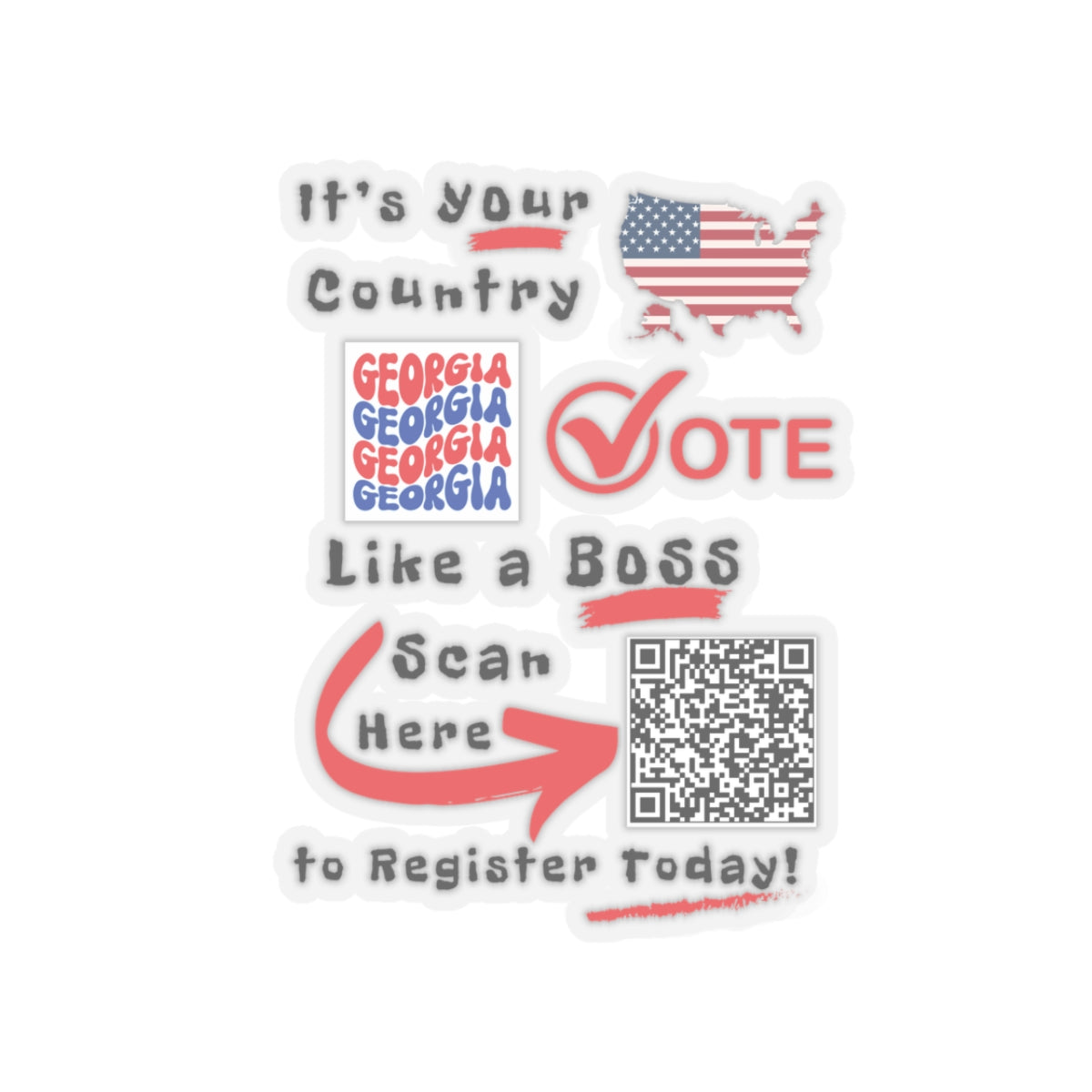 Georgia Vote Like a Boss! Kiss-Cut Stickers