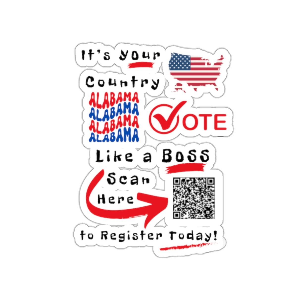 Alabama Vote Like a Boss! Kiss-Cut Stickers