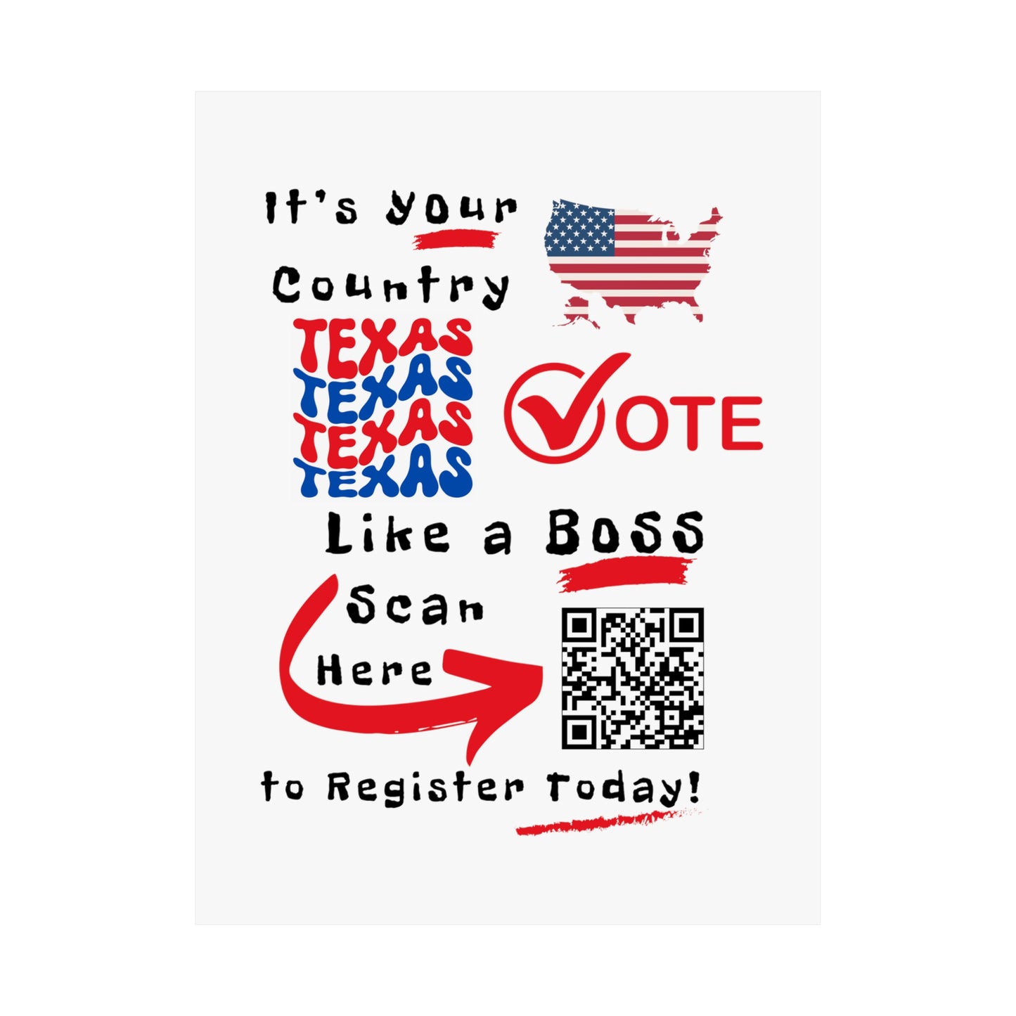 Texas Vote Like a Boss! Matte Vertical Posters