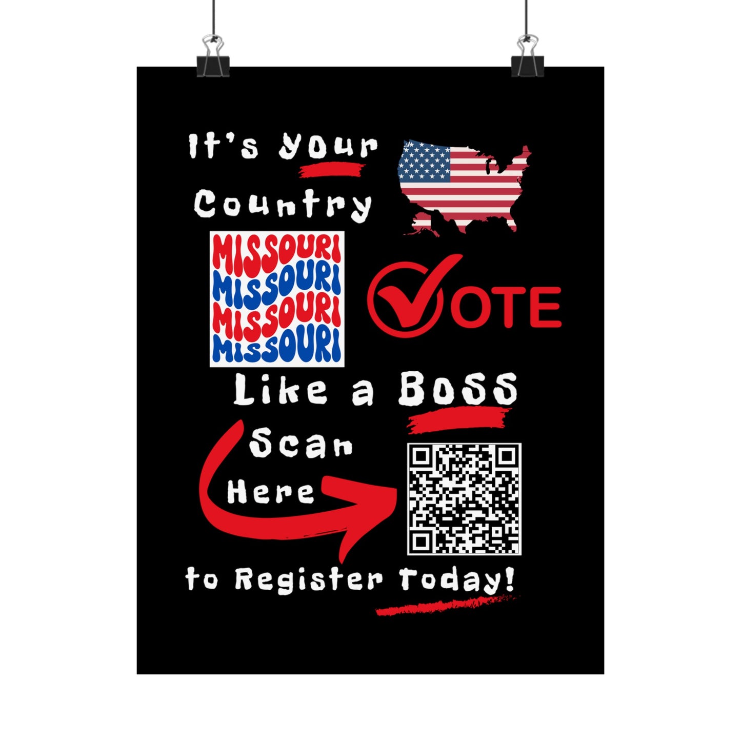 Missouri Vote Like a Boss! Matte Vertical Posters with Popping Black Background