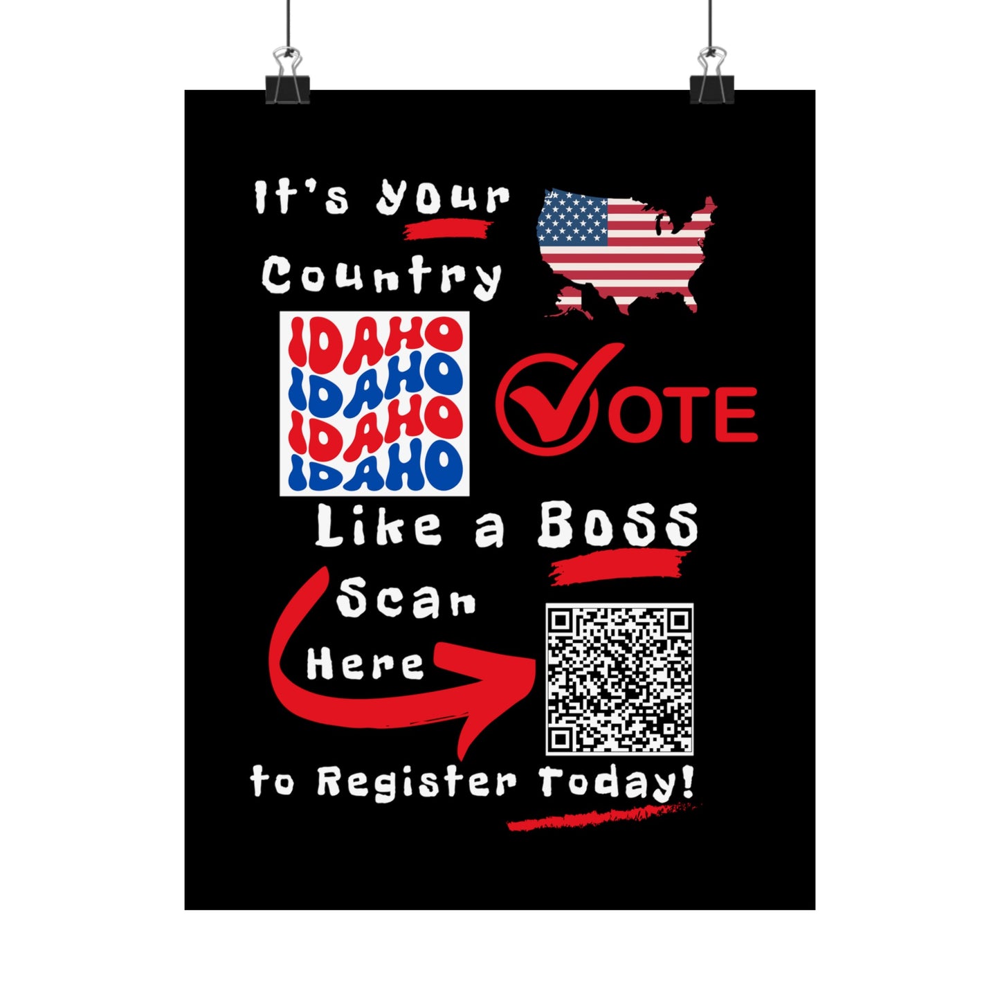 Idaho Vote Like a Boss! Matte Vertical Posters with Popping Black Background