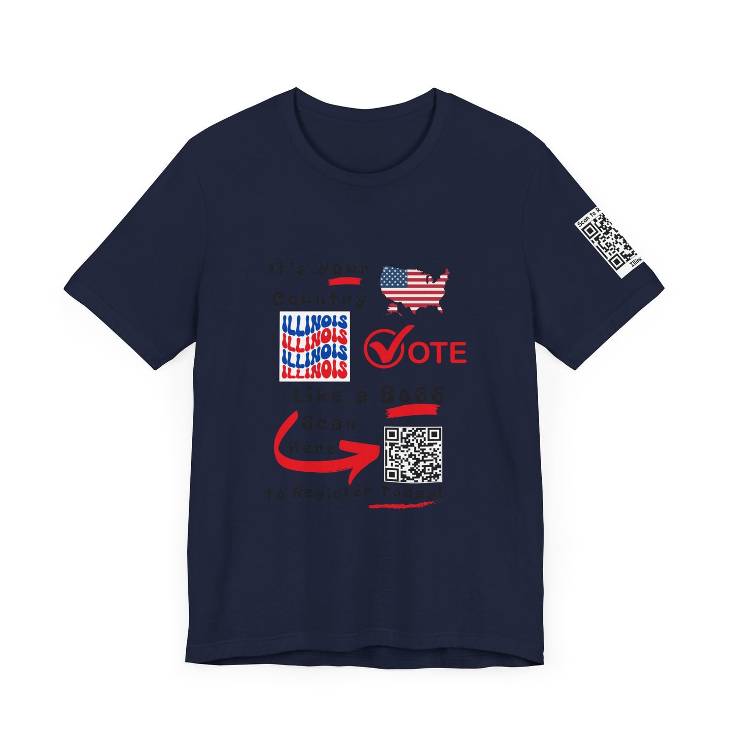 Illinois Vote Like a Boss! Red White 'n Blue With Sleeve QR