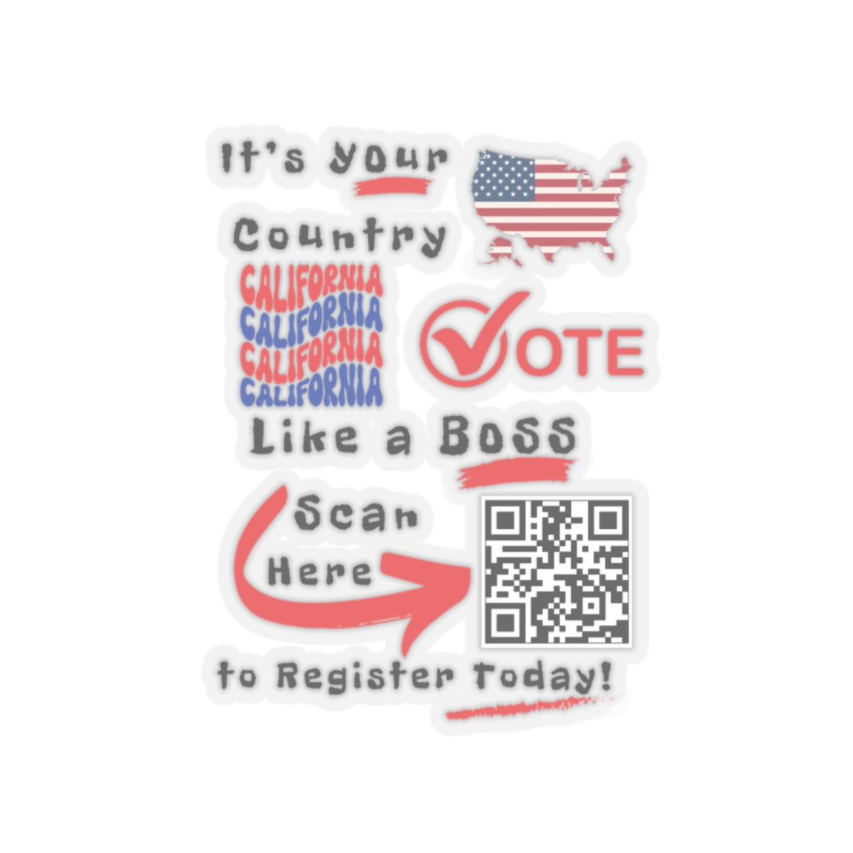 California Vote Like a Boss! Kiss-Cut Stickers