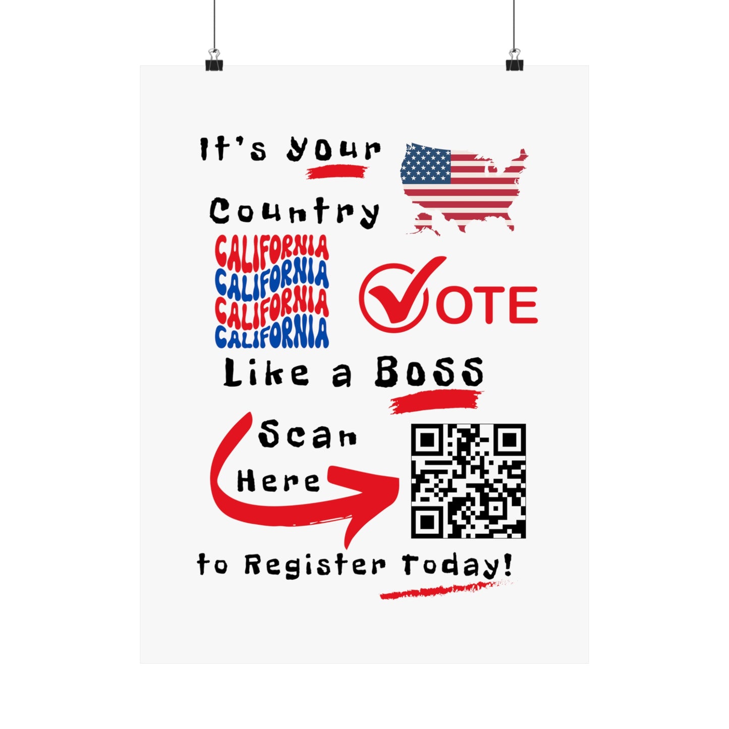 California Vote Like a Boss! Matte Vertical Posters