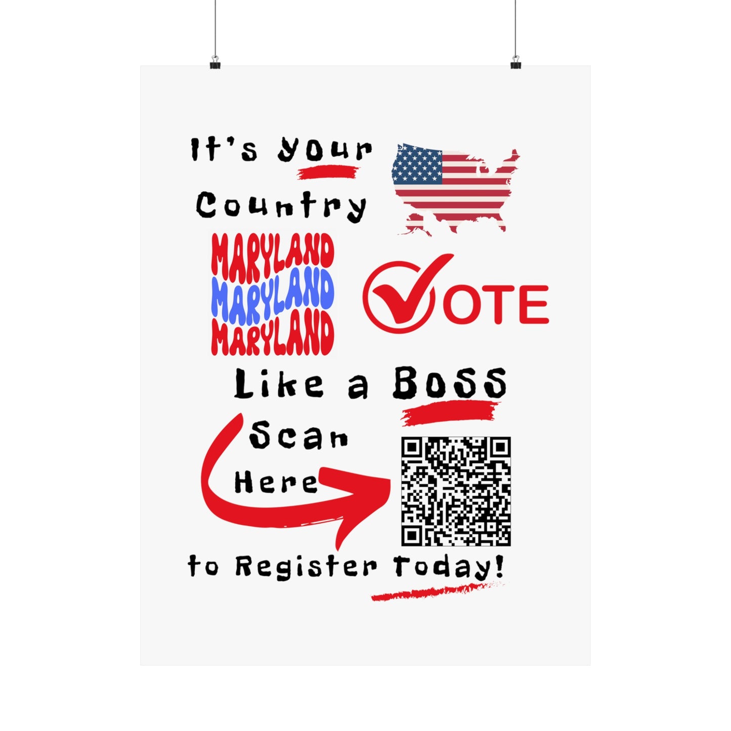 Maryland Vote Like a Boss! Matte Vertical Posters