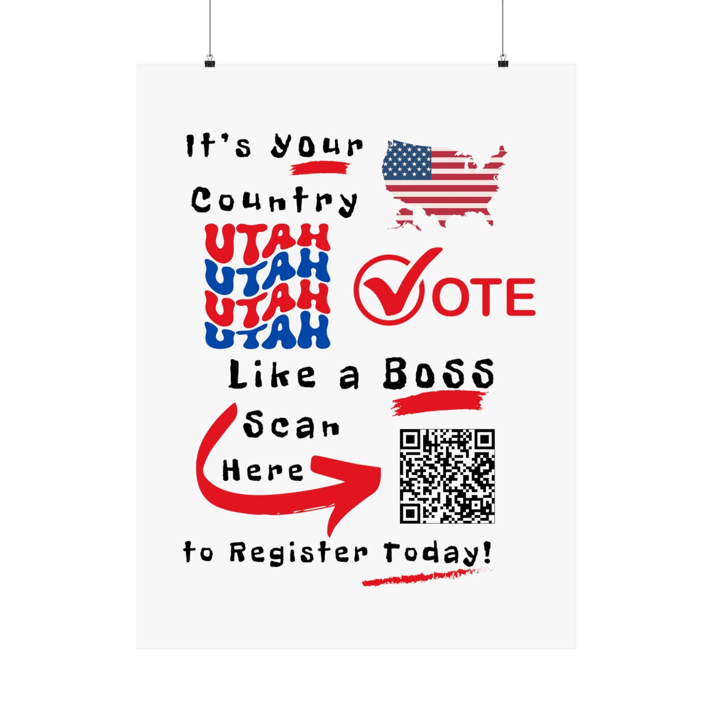 Utah Vote Like a Boss! Matte Vertical Posters