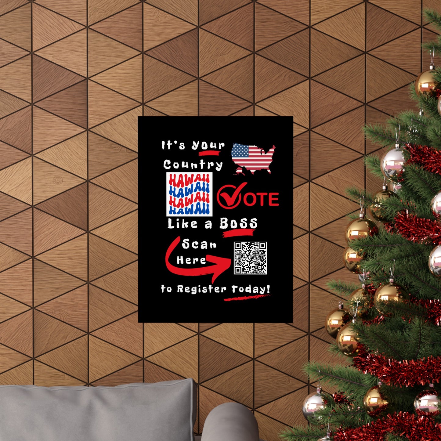 Hawaii Vote Like a Boss! Matte Vertical Posters with Popping Black Background