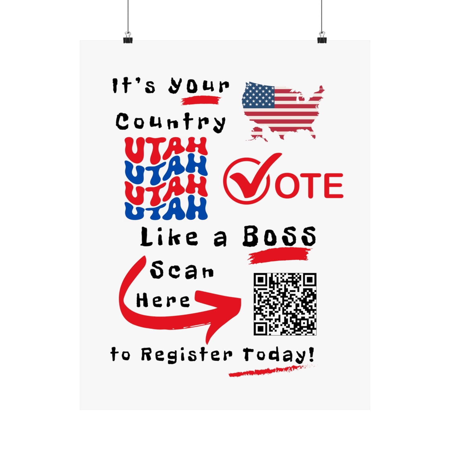 Utah Vote Like a Boss! Matte Vertical Posters