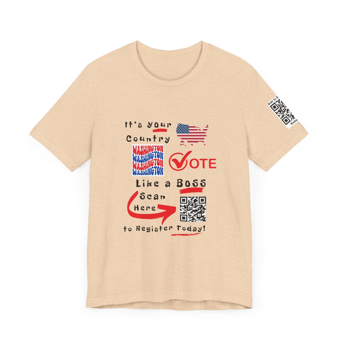 Washington Vote Like a Boss! Red White 'n Blue With Sleeve QR