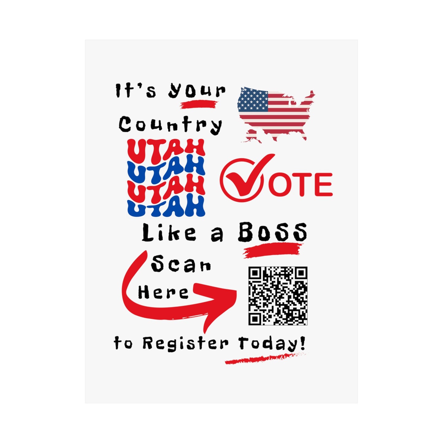 Utah Vote Like a Boss! Matte Vertical Posters