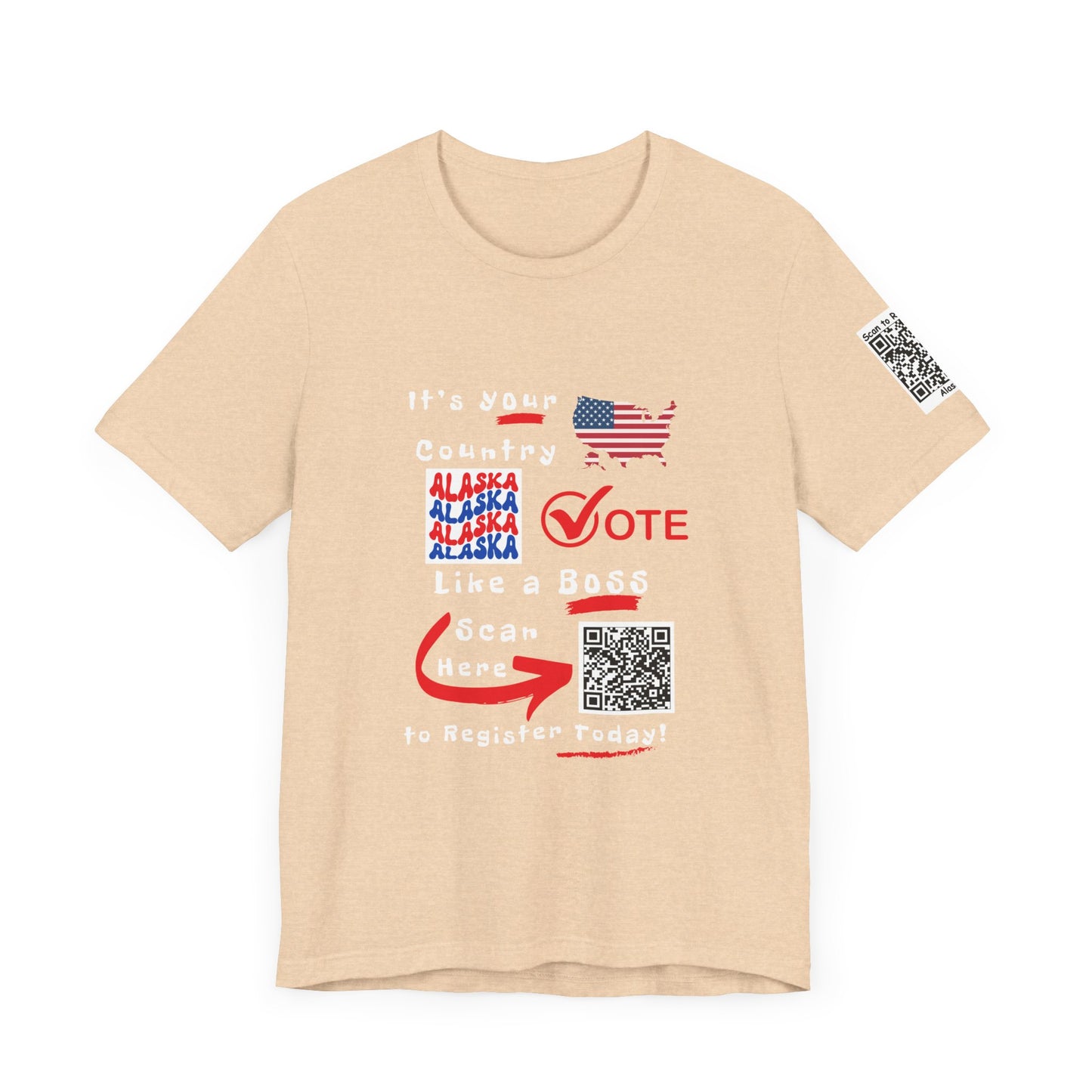 Alaska Vote Like a Boss! Red White 'n Blue With Sleeve QR