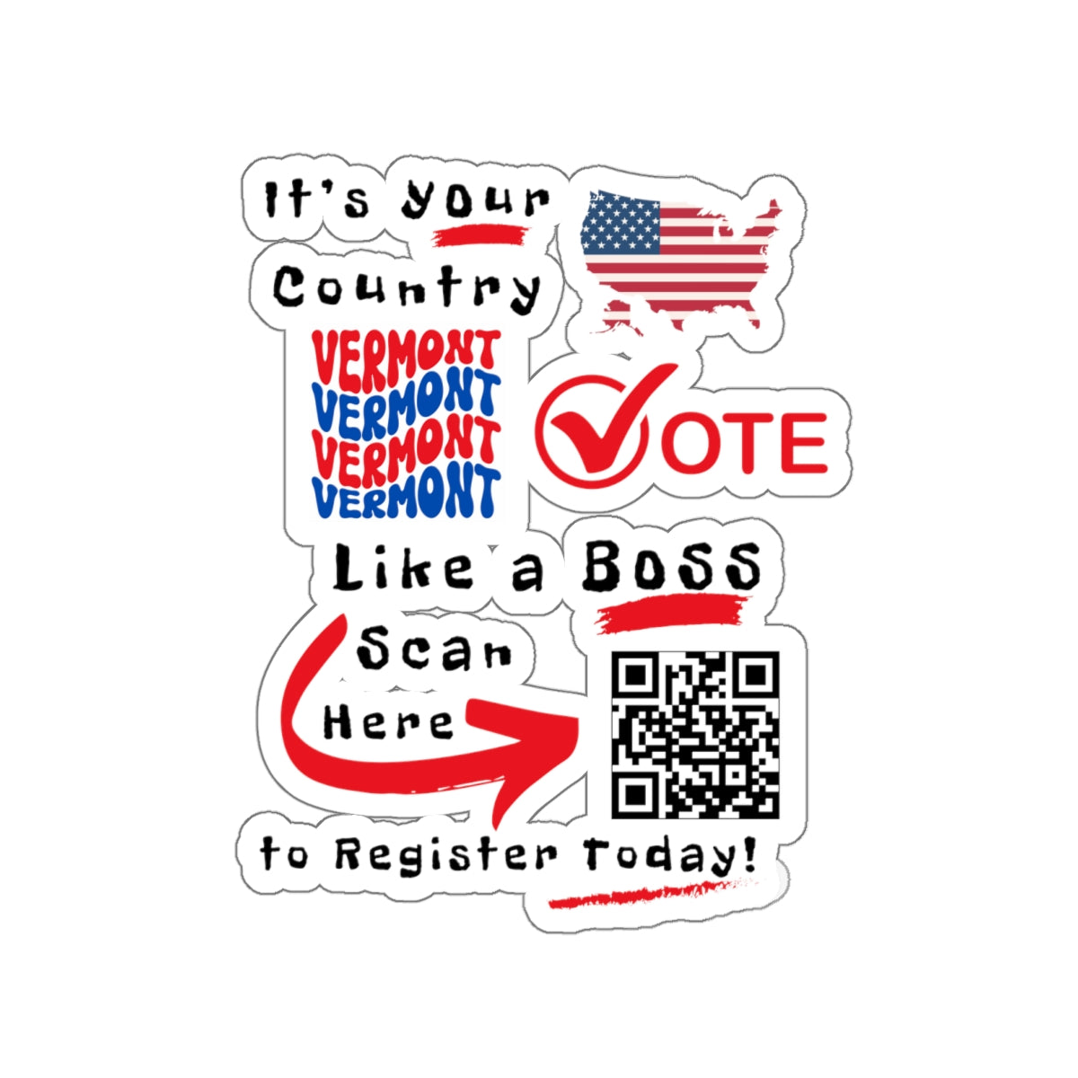 Vermont Vote Like a Boss! Kiss-Cut Stickers