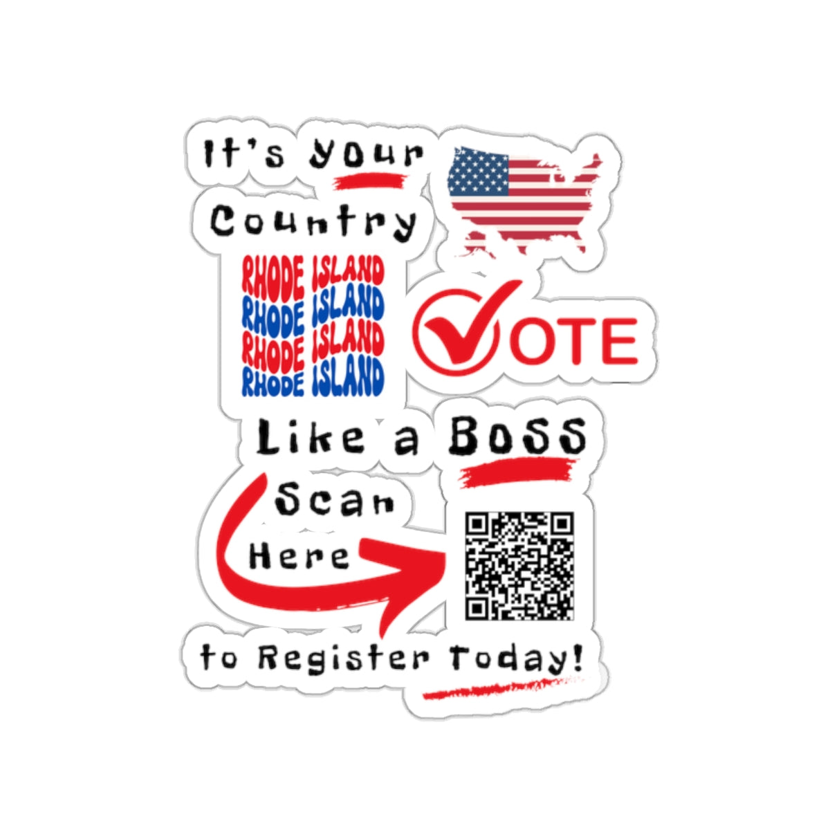 Rhode Island Vote Like a Boss! Kiss-Cut Stickers