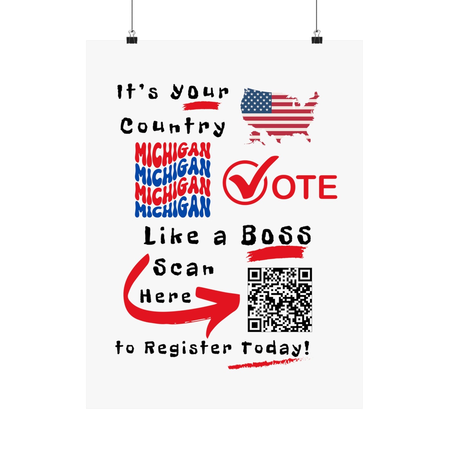 Michigan Vote Like a Boss! Matte Vertical Posters